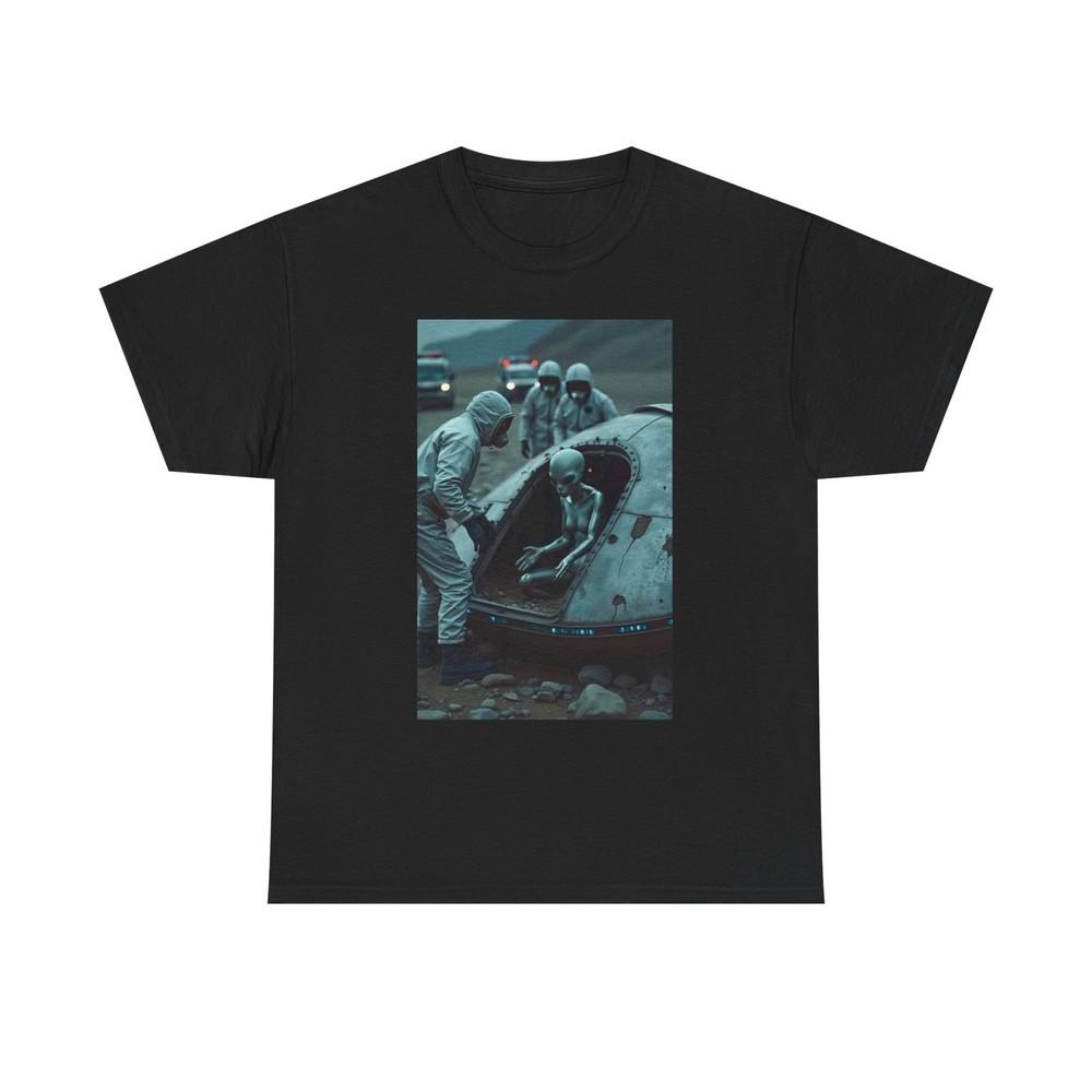 UFO Encounter Graphic T Shirt Outerspace Aliens Unisex Heavy Cotton Tee Unisex T-Shirt XXXXL