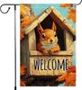 Fall Squirrel Garden Ag, Welcome Tree House Maple Leaf Garden Ags Double Sided Small Burlap Autumn Villa Farmhouse Home