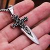 Fashion Vintage Nordic Sword Necklace for Men Stainless Steel Viking Celtic Knot Pendant Locomotive Amulet Jewelry