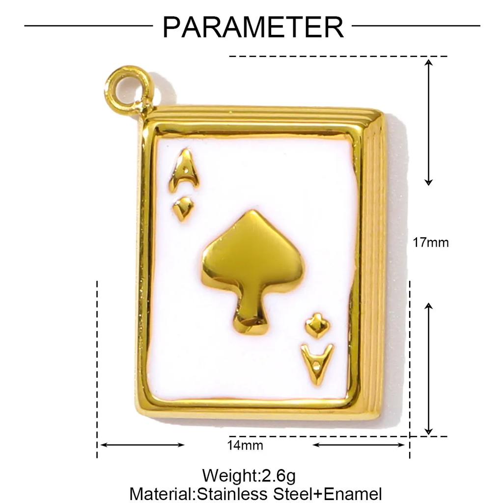 3pcs/Lot Stainless Steel Enamel Square Heart Diy Earring Charms Woman Evil Eye Necklace Pendants Poker Jewelry