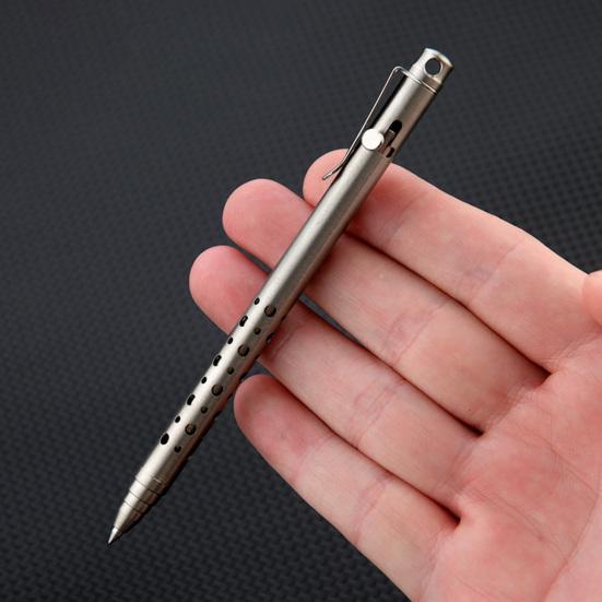 4.7" Length Titanium Alloy Ballpoint Pen Retractable Lightweight EDC Pen with Pocket Clip for Office Business School