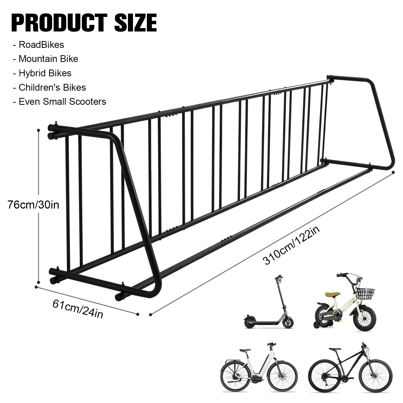 

Dual Sided Ground Grid Bike Storage Stand Fits 12-29in Tires Bike Rack for 10 Holders for Front Yards Stores Schools Storefront