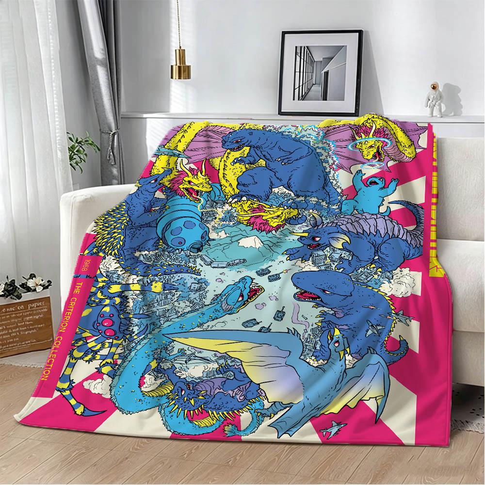 G-Godzilla-S 2 M-Monster King Classic 3D Flannel Blanket Soft Throw Blanket Art For Home Decor Bedroom Bed Sofa Picnic Fans Gift
