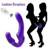 Dobbelthodet dildo Kraftig fjernkontrollvibrator for par knullet av lesbisk dobbel penetrasjon trådløs vibrator rumpe anal anal vibrator