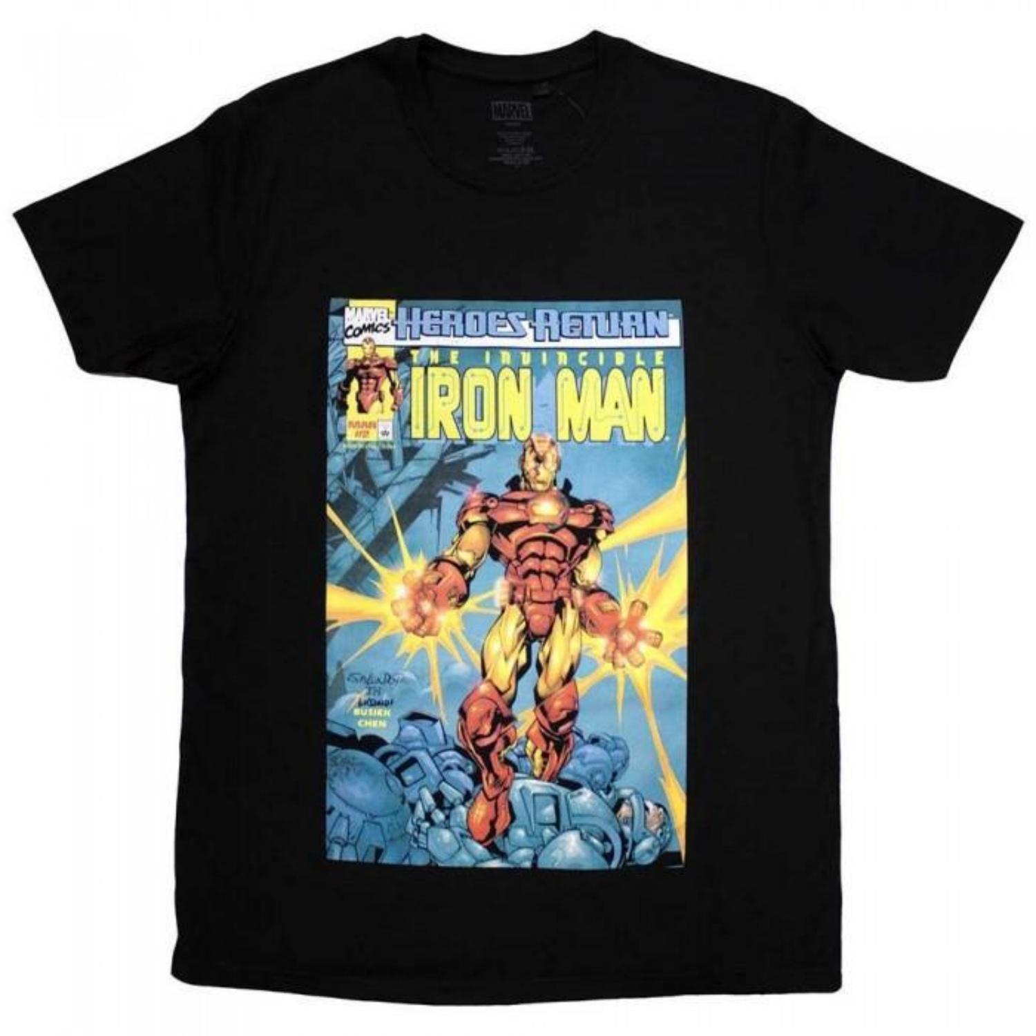 Iron Man Unisex Adult Invincible Comic Cover T-Shirt S чёрный