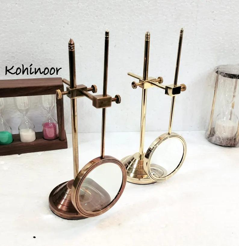 Brass Adjustable Magnifying Glass: Desktop Decor, 4X Lens