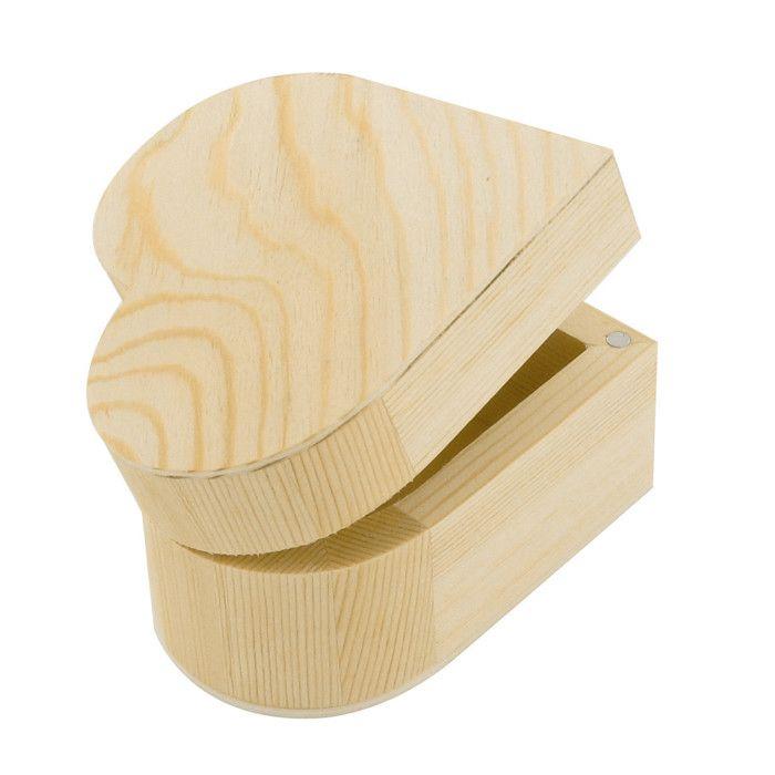 Boite en bois coeur 9.5 x 8.3 H 5.5 cm