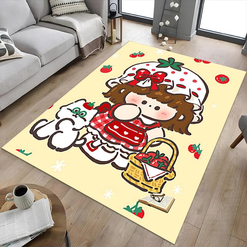 1PC Strawberry Cat Extra Large Non-Slip Floor Carpet, Office, Family, Bedroom, Studio - Large Area Rug Indoor Rugs, Vibrant Colors-A275