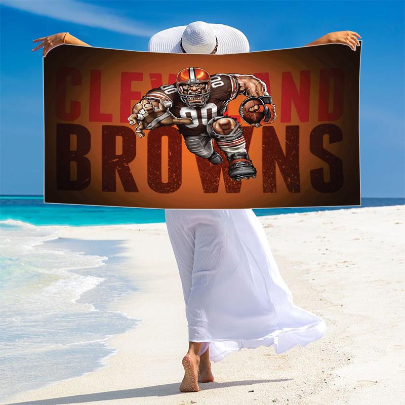 Cleveland Browns Print Beach Towel, Large Soft Quick Dry Towel for Beach Camping Swimming