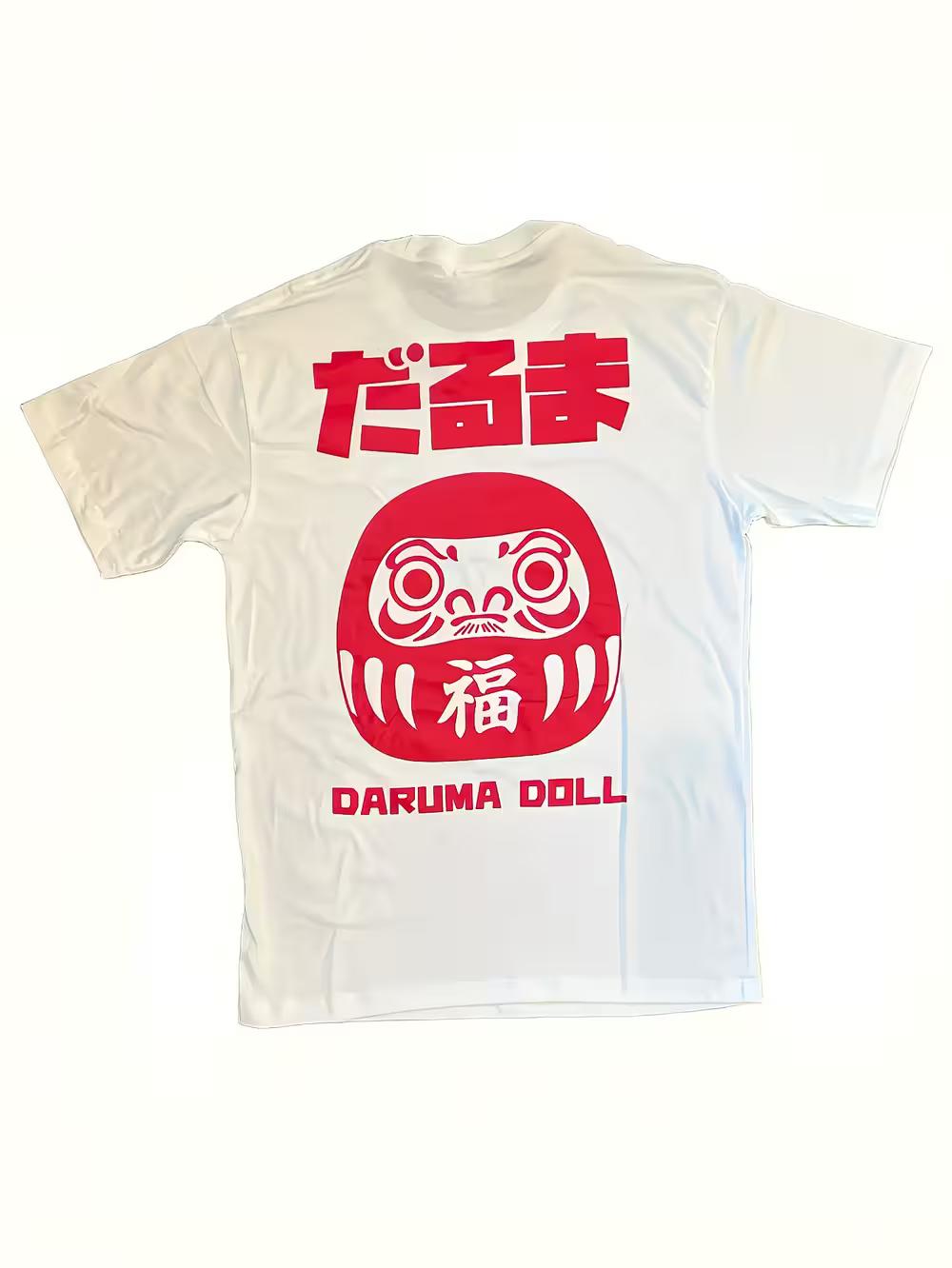 Men S And Women S Japanese Daruma Doll Patterned T-Shirt - a Red And White Traditional Japanese Art Tee XXXL