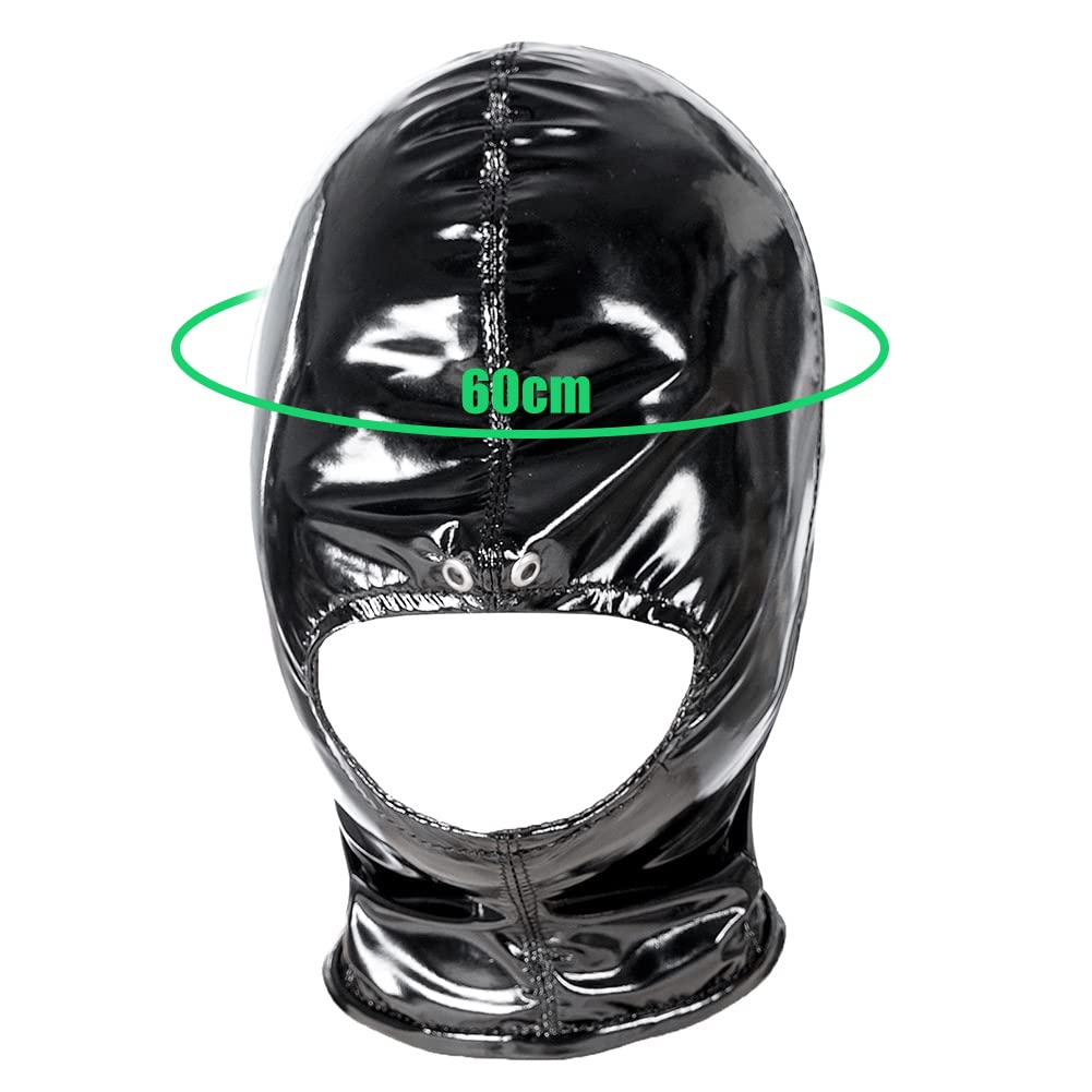 SXOVO Full Head Mask Cosplay Accessories Costume Blindfold Open Mouth Face Mask Men Women Unisex Open Mouth Blindfold Breathable Elastic SM Restraint