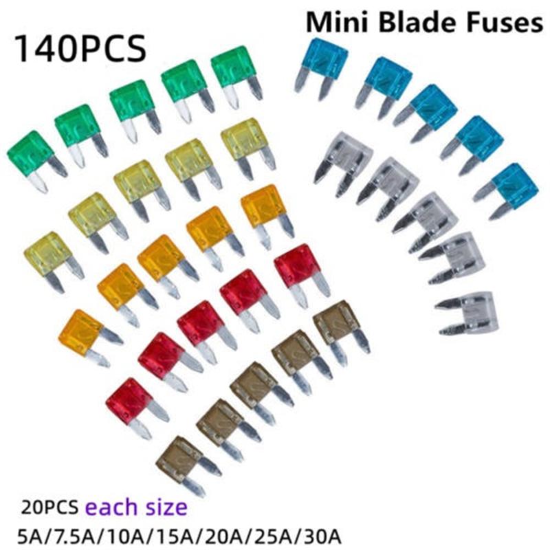 

140 шт. 5-30 Амп 7 размеров смешанные мини-лезвия автомобильные предохранители предохранитель автомобильный морской велосипед набор автомобильных аксессуаров