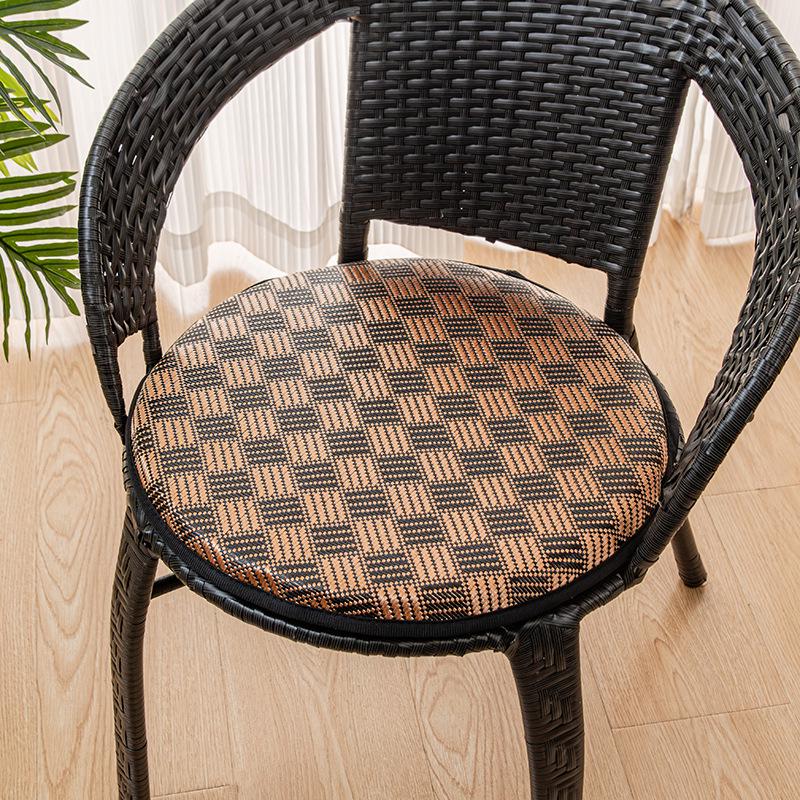 Non-slip Washable Ice Silk Rattan Round Seat Cushion for Dining Chair