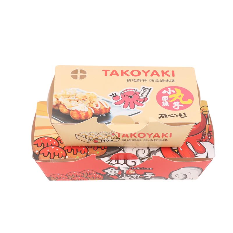 50ks Krabička na balení chobotnicových kuliček Japonské pouliční jídlo Takoyaki Jednorázový papírový kontejner na balení svačin s sebou