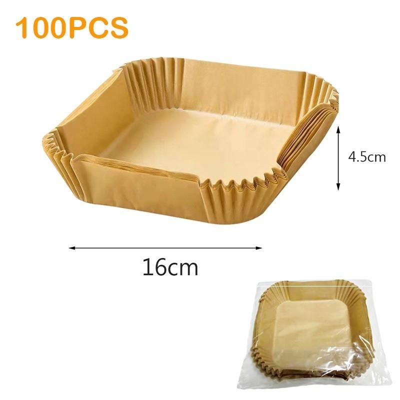 

100 шт. одноразовая бумажная маслопоглощающая маслостойкая бумага для фритюрницы, антипригарная подставка для выпечки 100pcs/pack