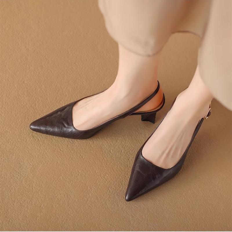 Fashion 2025 New Women's and  Single Shoes with Heels Expose Your Heels Pointed Tip High Heels Women   Black Red Shoes Women