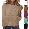 Women's Fashion Casual Solid Color Round Neck Long Sleeve T-shirt Tops