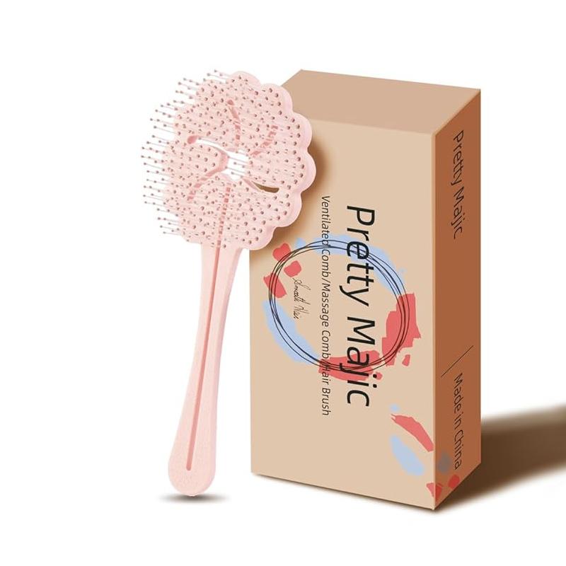 Factory In-Stock Fashion Petal-Shaped Plastic Hairbrush Vented Comb Lightweight Water Resistant Design Customization