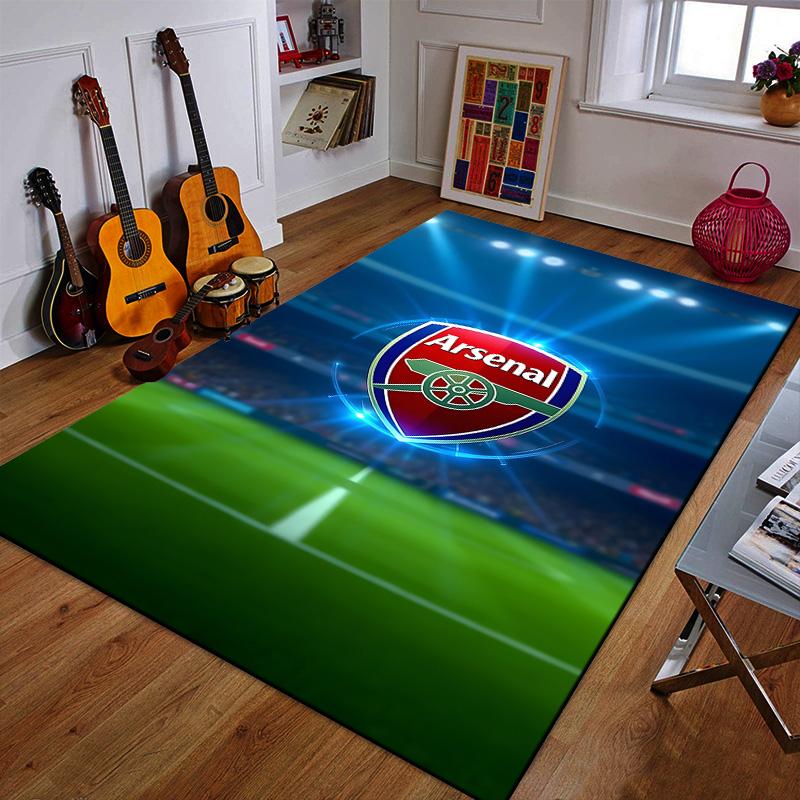 Arsenal Logo on Football Field Background Patterned carpet a non slip rug suitable for all seasons and any setting, gift