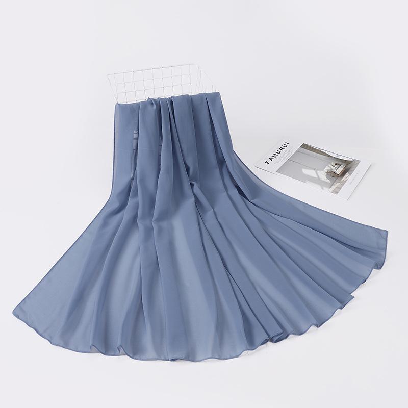 Muslim Plain Bubble Chiffon Hijab Scarf Women Scarves Long Shawls And Wraps Head Scarf Solid Color Soft Silk Feeling Headband