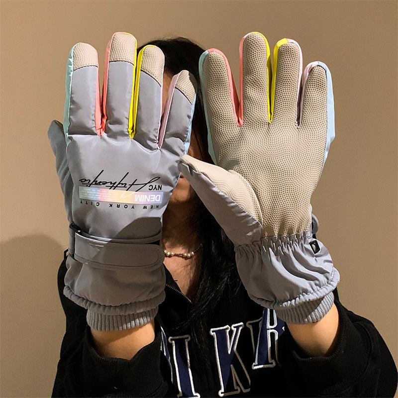 Guanti da Sci Impermeabili con Touch Screen per Donna in Autunno e Inverno Ispessiti e Foderati in Velluto Caldi Antiscivolo Isolanti per la Guida in Moto