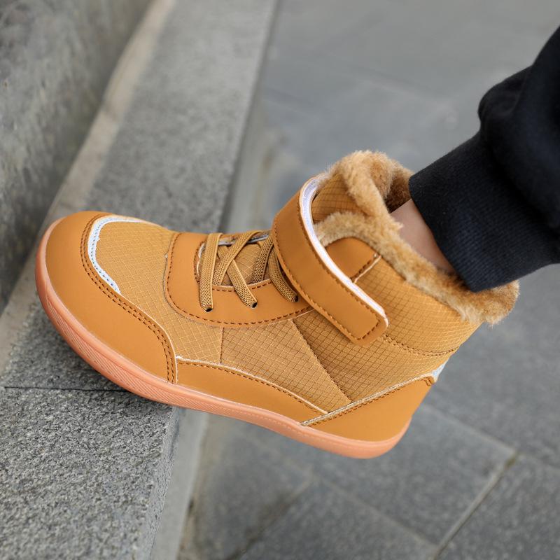 Dětské zimní voděodolné protiskluzové bavlněné sněhule - Hřejivé s plusovým sametem, outdoorový styl barefoot pro chlapce a dívky