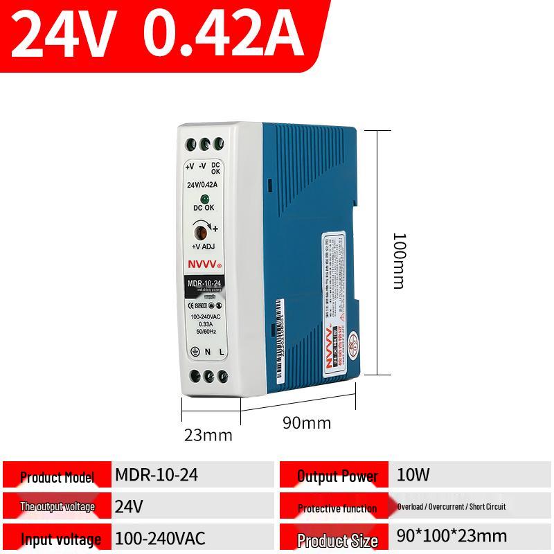 NVVV DIN Rail Switching Power Supply 220V To 12/24V DC Transformer DR/NDR/EDR Series