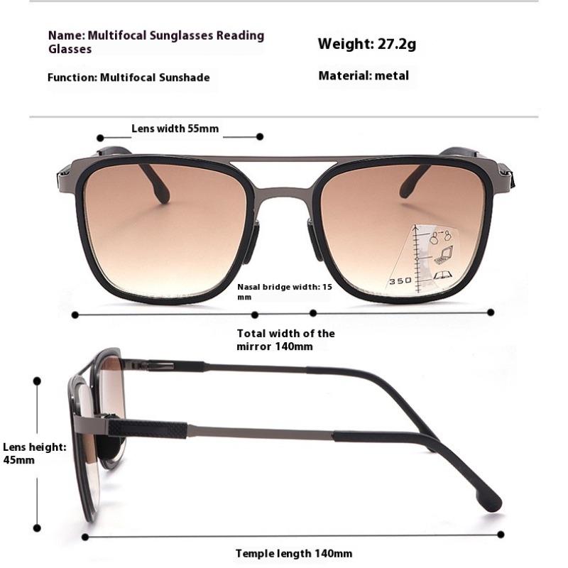 Sunglasses Style Presbyopia Glasses  Men's Progressive Multi Focus/distance Dual-use UV Resistant Sunglasses and Reading Glasses