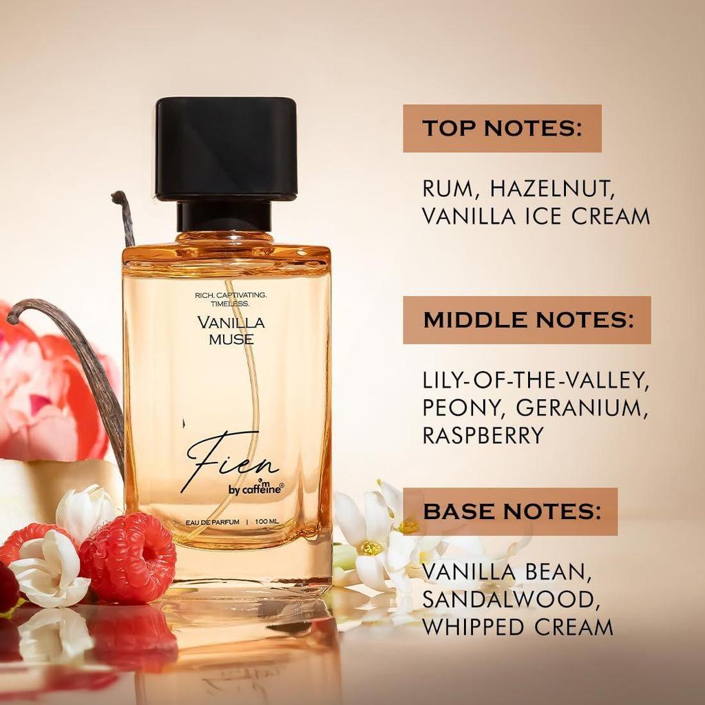 FIEN Perfume Vanilla Muse for Women | Sweet Gourmand Fragrance | 12 Hrs Long Lasting Eau De Parfum with Hazelnut, Peony & Vanilla Bean |