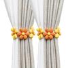 2pcs Curtain Ties Flower Curtain Buckles, Flower Curtain Tiebacks Simplicity Curtain Ties with Buttons,Decorative Curtain Tie Backs for Curta Bedroom