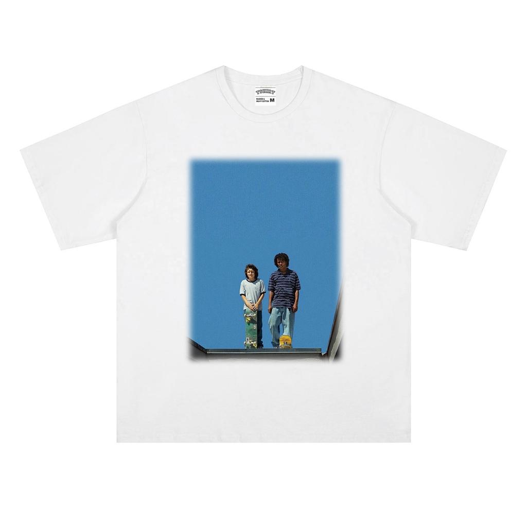Tshirt with Skateboard Movie Print From The Mid90s Short Sleeve Suitable for Both Unisex and Women Made of Cotton Loose Fit