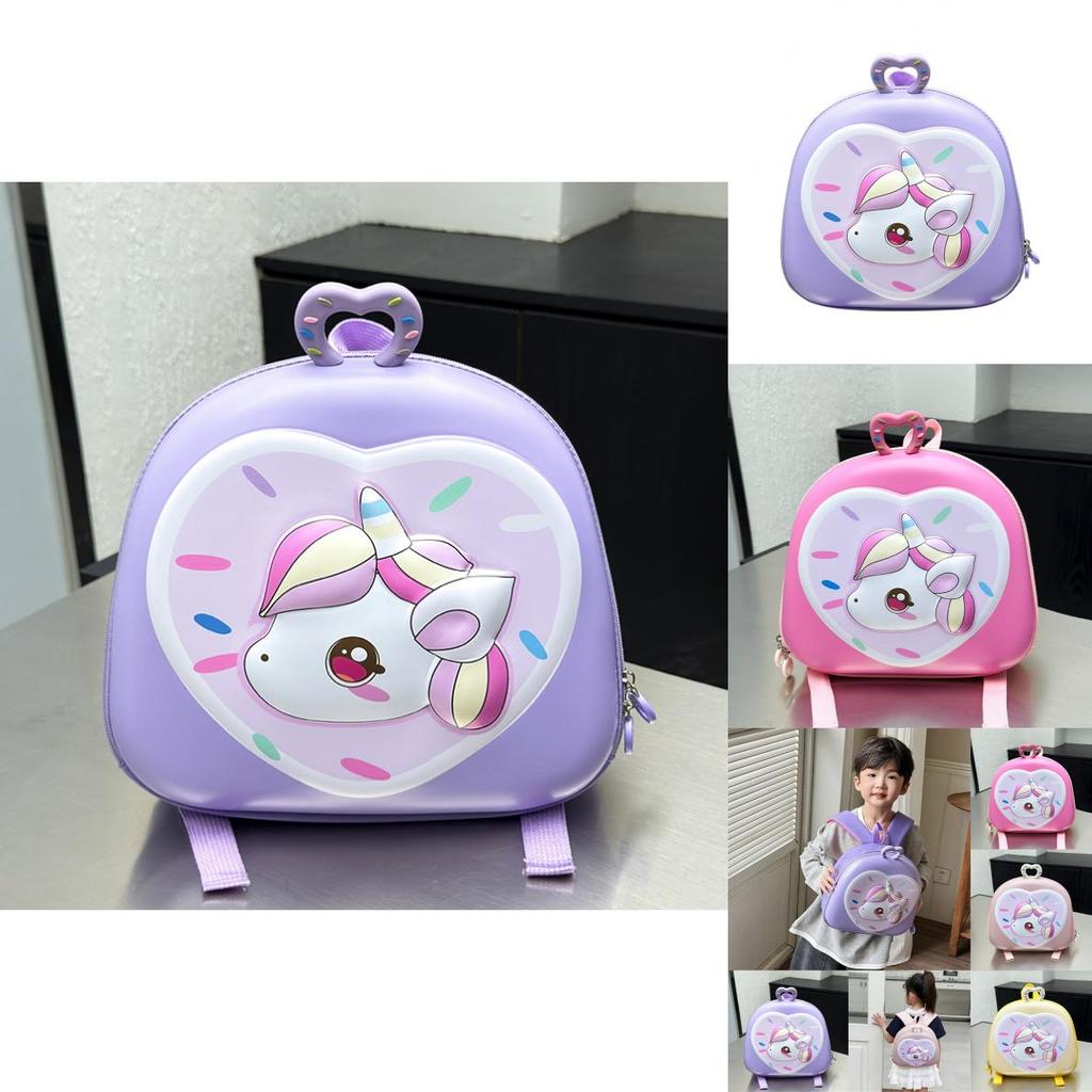 Cartoon Kids Backpack With 3d Egg Shell Unicorn Pattern For School And Kindergarten