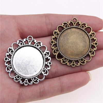 Fit Round 25mm Blank Bases Tray Cabochon Setting Antique Bronze Silver Jewelry Making Craft Part As DIY Setting Tray