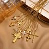 Vnox Christian Religion Necklaces For Women Men, Zircon Cross Pendant Charm Necklace, Classic Gold Plated Jewelry