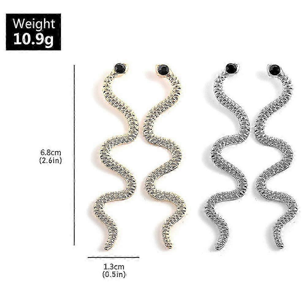 1 Pair Creative Snake Shape Earrings Fashion Silver Eardrop Decorative Ear Jewelry Ear Dangle Gift for Women Lady (Silver)