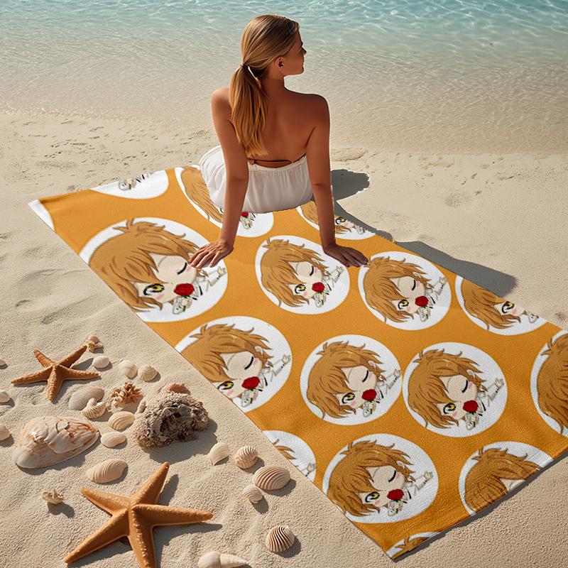 proof beach towel with a Tenma Tsukasa1 pattern - soft,absorbent,quick-drying,machine washable - perfect for swimming,camping,bathing