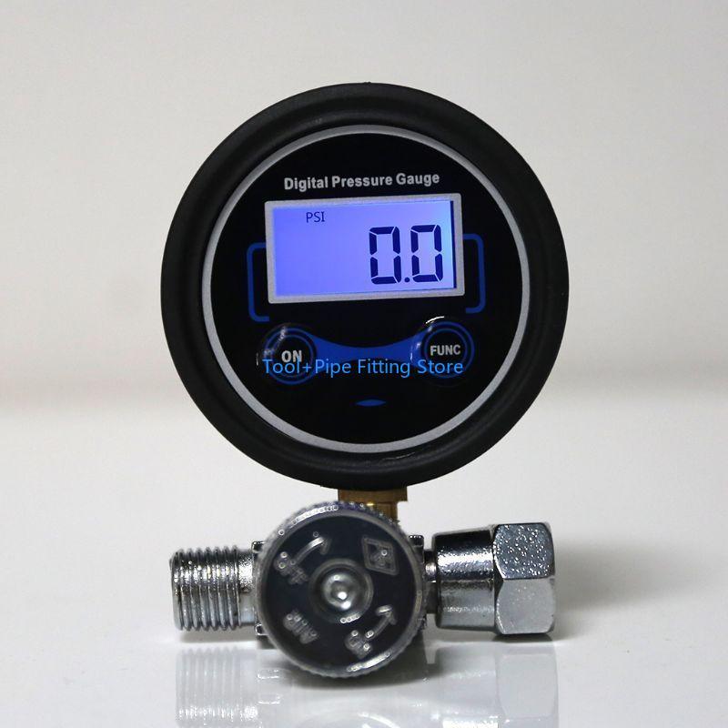 F92B Profesjonalny 1/4" Cyfrowy Kompresor Powietrza Wyświetlacz LCD Regulator Ciśnienia 200PSI Manometr Narzędzie Sterujące Szybkozłącze