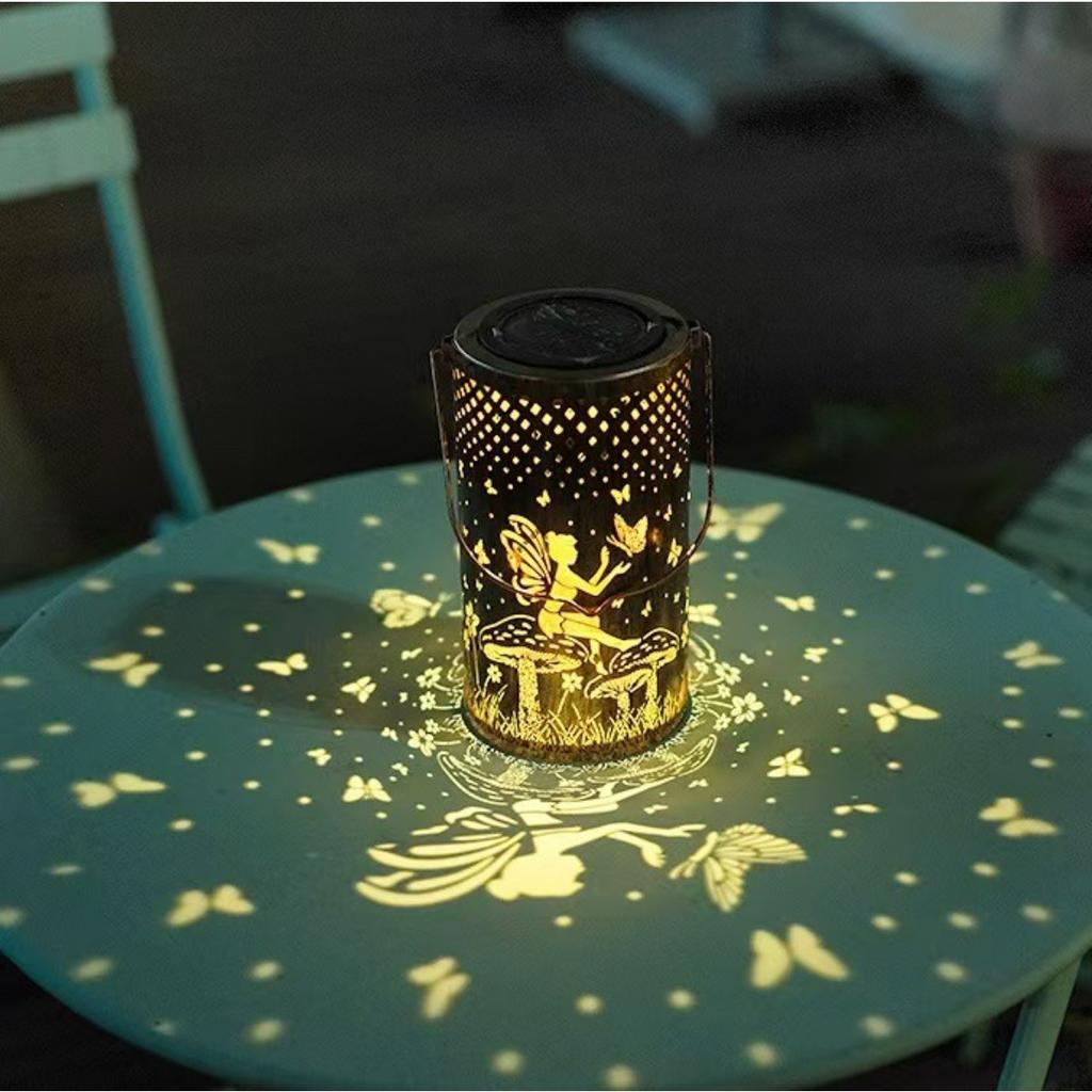 Solar Outdoor Hanging Lights, Dragonfly Hollow Decorative Lights, IP65 Waterproof Courtyard LED Garden Lights, Exquisite Courtyard