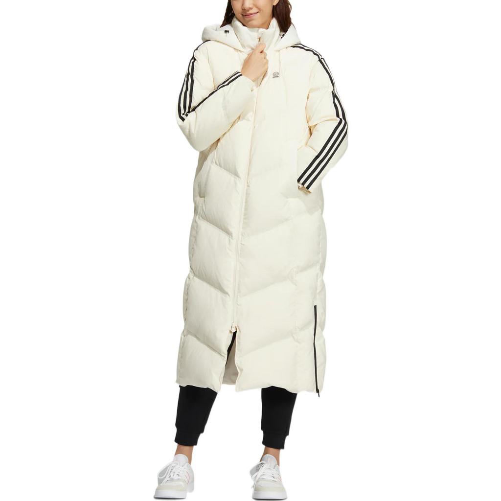 adidas Neo Reine Farbe Logo Print Zip-Up Kapuzen-Daunenjacke Damen Oberbekleidung Weiß HN9865