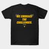 Asian Size Men Black Print T-shirt We Embrace The Challenges No-Cut Heat Transfer Print Cotton Tshirt