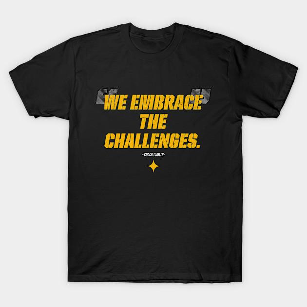 

Men Black Print T-shirt We Embrace The Challenges No-Cut Transfer Paper Print Cotton Tshirt 4XL чорний