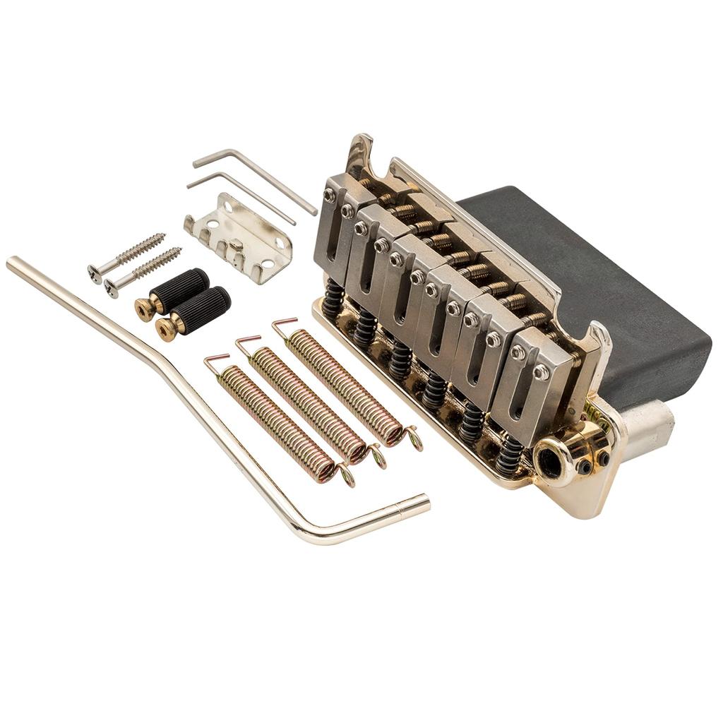 Musiclily Pro Style Tremolo Bridge with Stainless Steel Saddles and Full Steel Block for Japanese Imported Strat Black 10.8mm Two-Point Guitars,