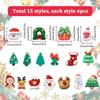 SUNNYCLUE 90Pcs 15 Styles Christmas Cabochons Holiday Resin Charms Bulk Assorted Flatback Green Red Winter Xmas Snowman Tree Socks Santa Claus