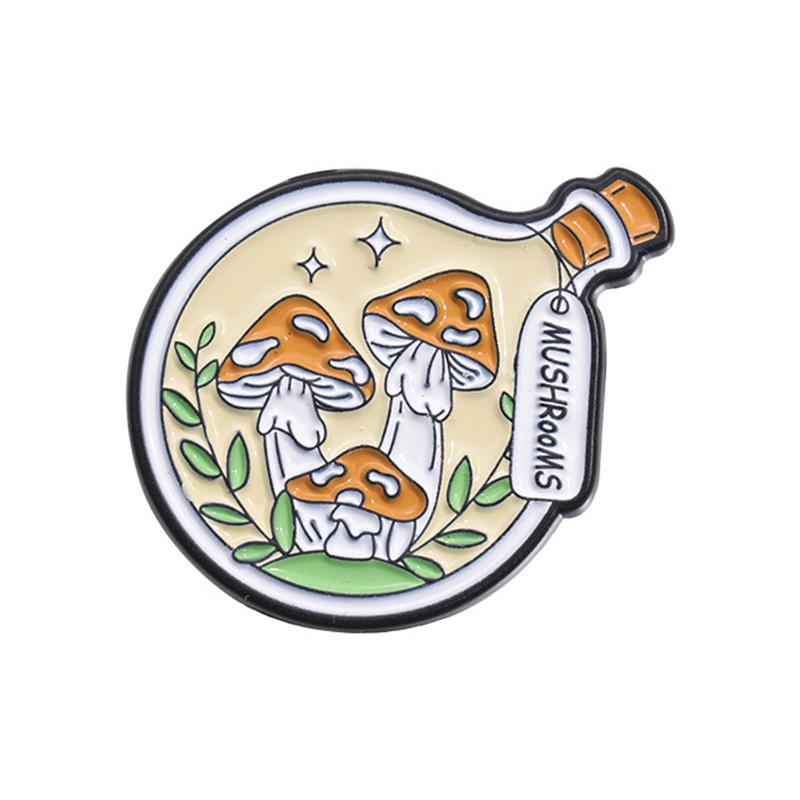 Cartoon Wishing Bottle Enamel Pins Marine Creatures Mushroom Planet Starry Bottle Brooches Lapel Badge Jewelry Gifts for Friends