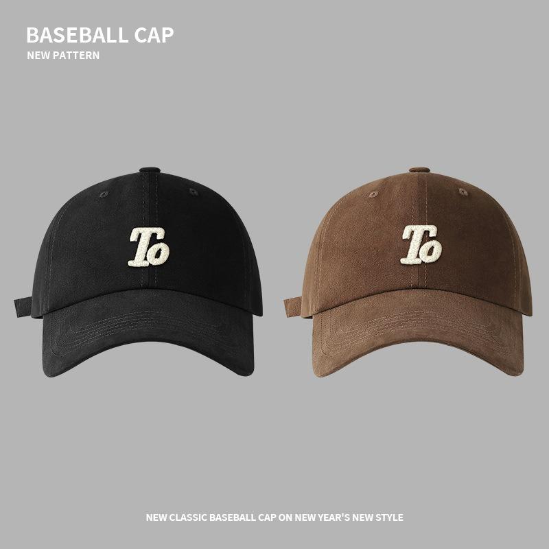 Letter embroidered baseball cap women's autumn and winter high quality polished big head circumference cap couple versatile sun hat