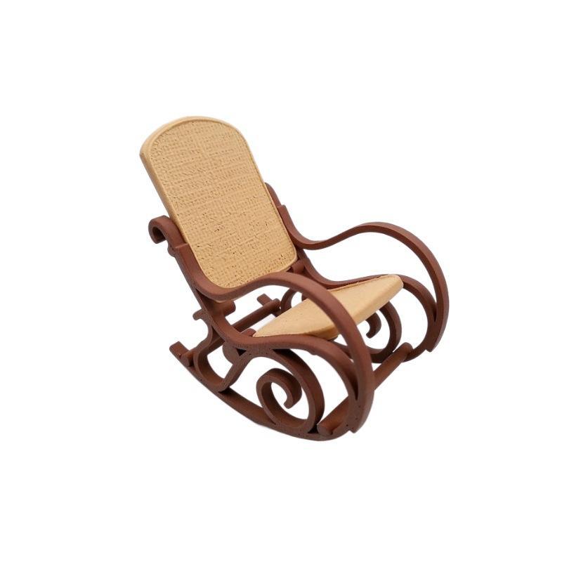 Miniature Rocking Chair Ornament 1/12 Dollhouse Recliner Model Dollhouse Furniture Decoration Micro Scene Pography Prop