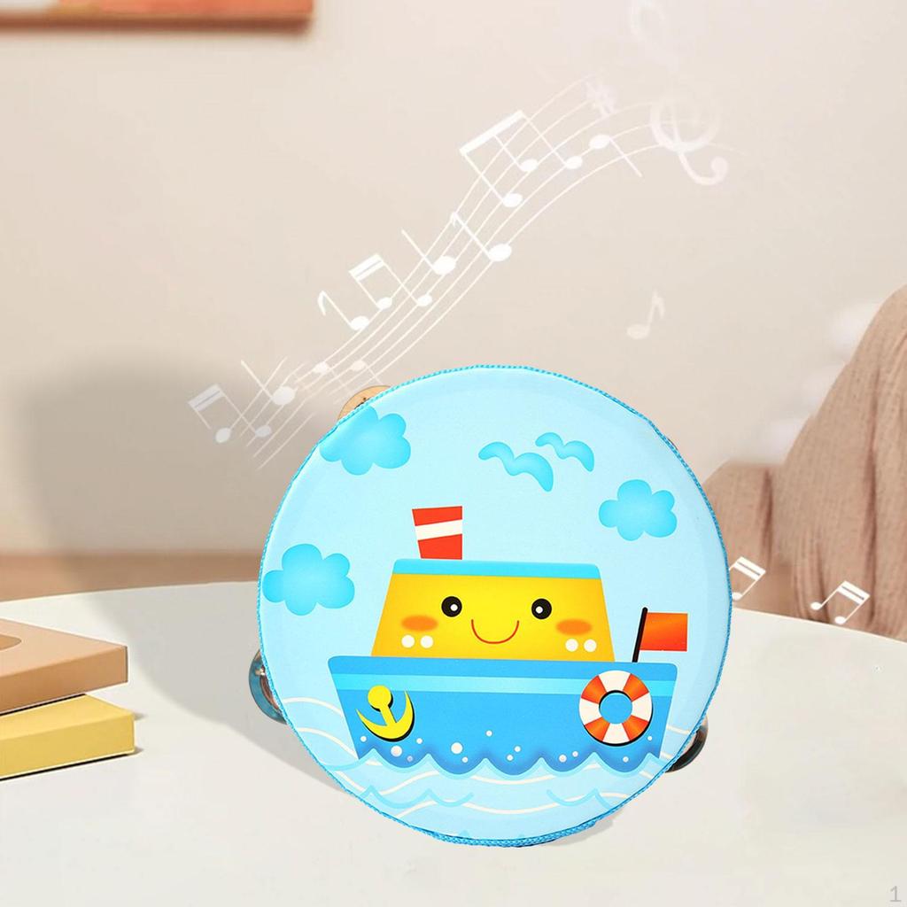 Wood Handheld Tambourines Double Rows Tambourine Drum Bell for Game Toys