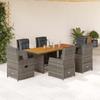 Vidaxl 7-Cz. Set di Mobili da Giardino con Cuscini, Grigio, Rattan PE