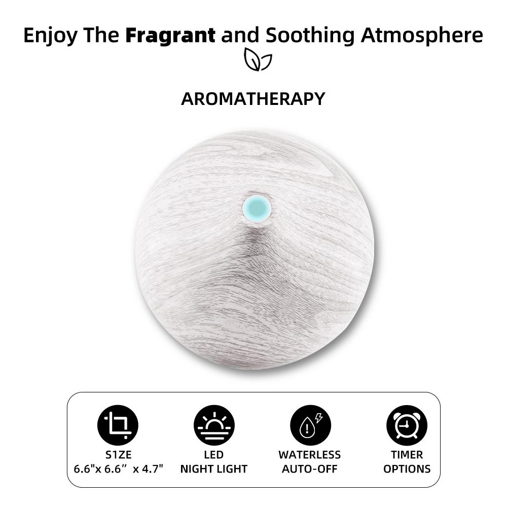 Diffuser For Home 550ml Wood Grain Ultrasonic Essential Oil Diffuser with Remote Control   6 Premium Oils Included  Smart Air Pu