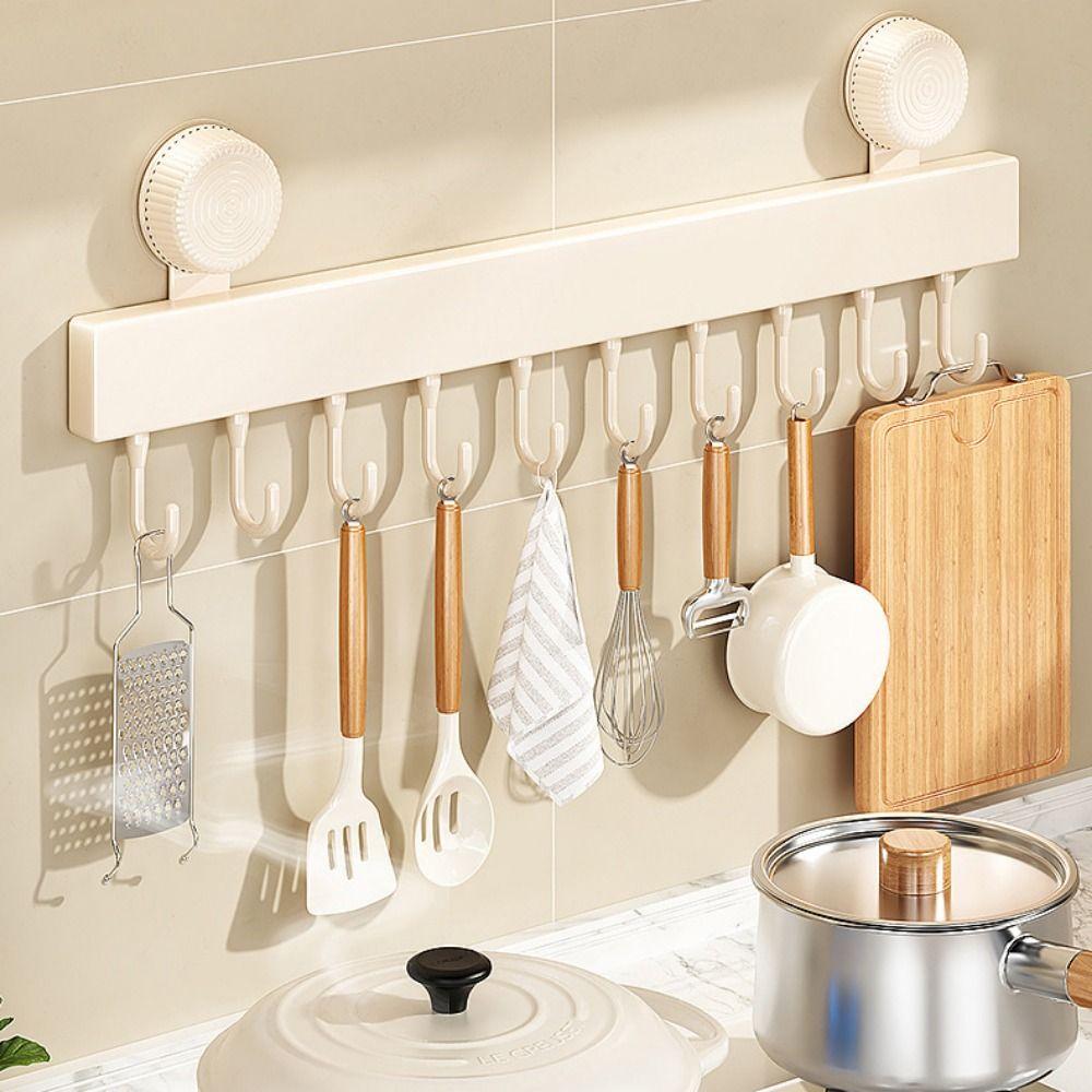

Multi-Purpose Suction Cup Hooks Punch-Free Kitchen Storage Hook Bathroom Towel Rack Accessories White-10 Hooks